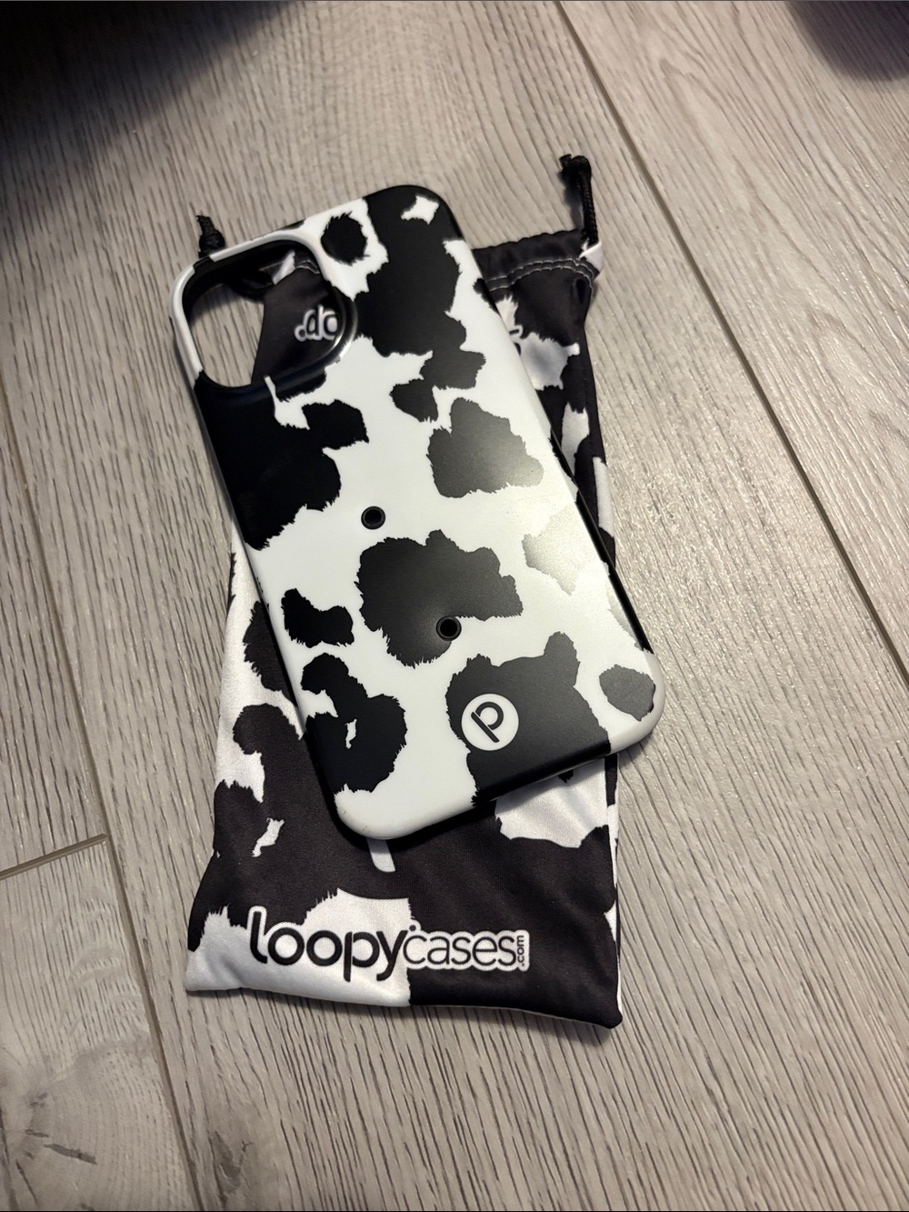 Loopy Case Black & White Cow Print iPhone Case with Integrated Strap